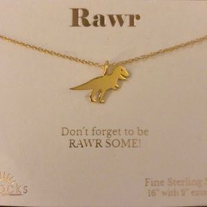 LA Rocks Sterling Silver Dinosaur Necklace